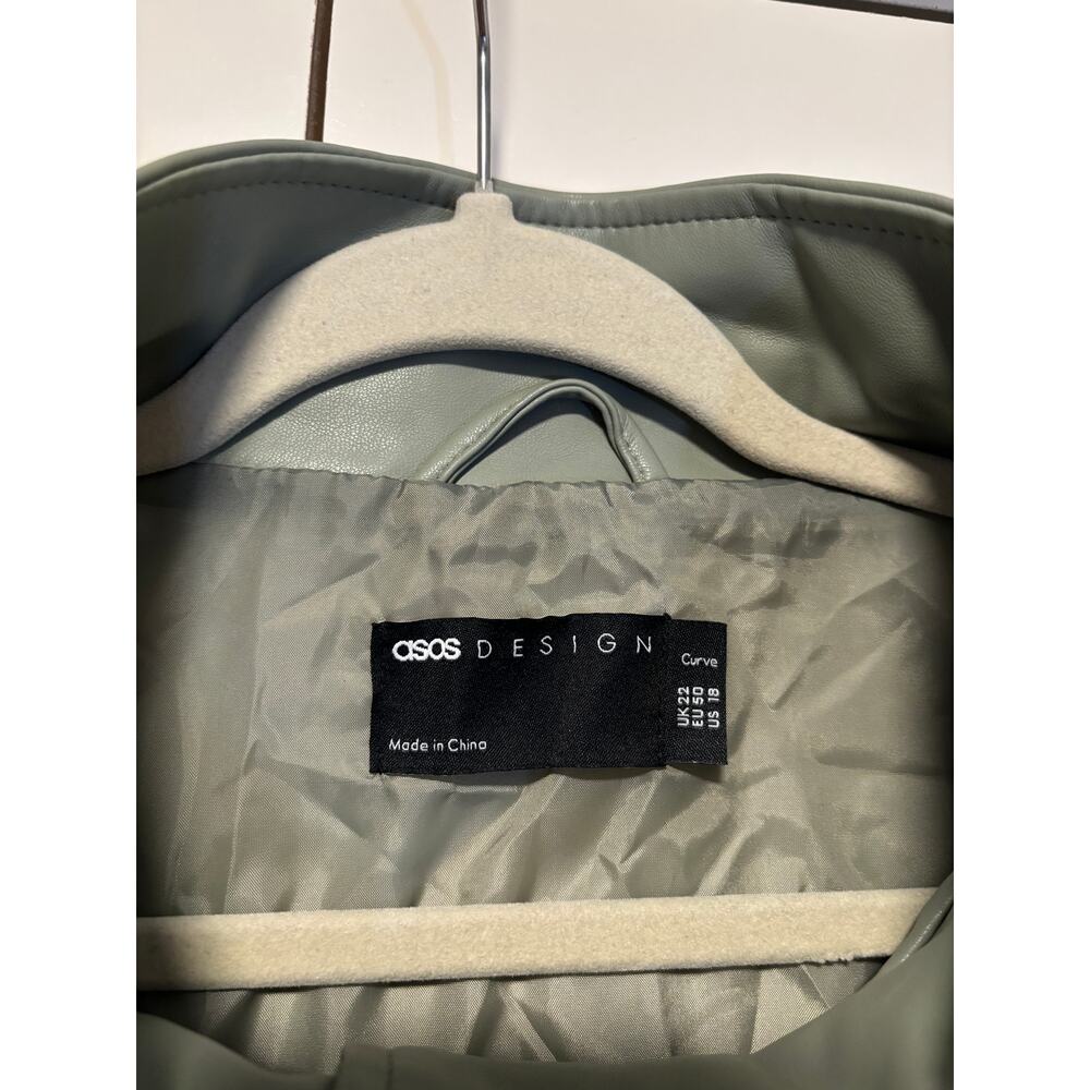 ASOS Design Curve Green Faux Leather Jacket US 18 - Picture 4 of 9